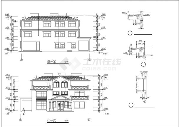 某设计精致的别墅全套建筑设计施工CAD图-图一