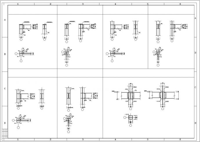 某地多跨钢结构厂房带附楼CAD平面布置参考图_图1