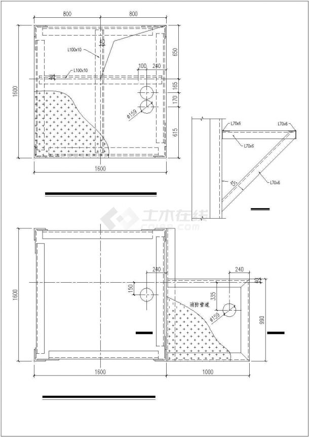 消防炮塔钢架结构图-图二