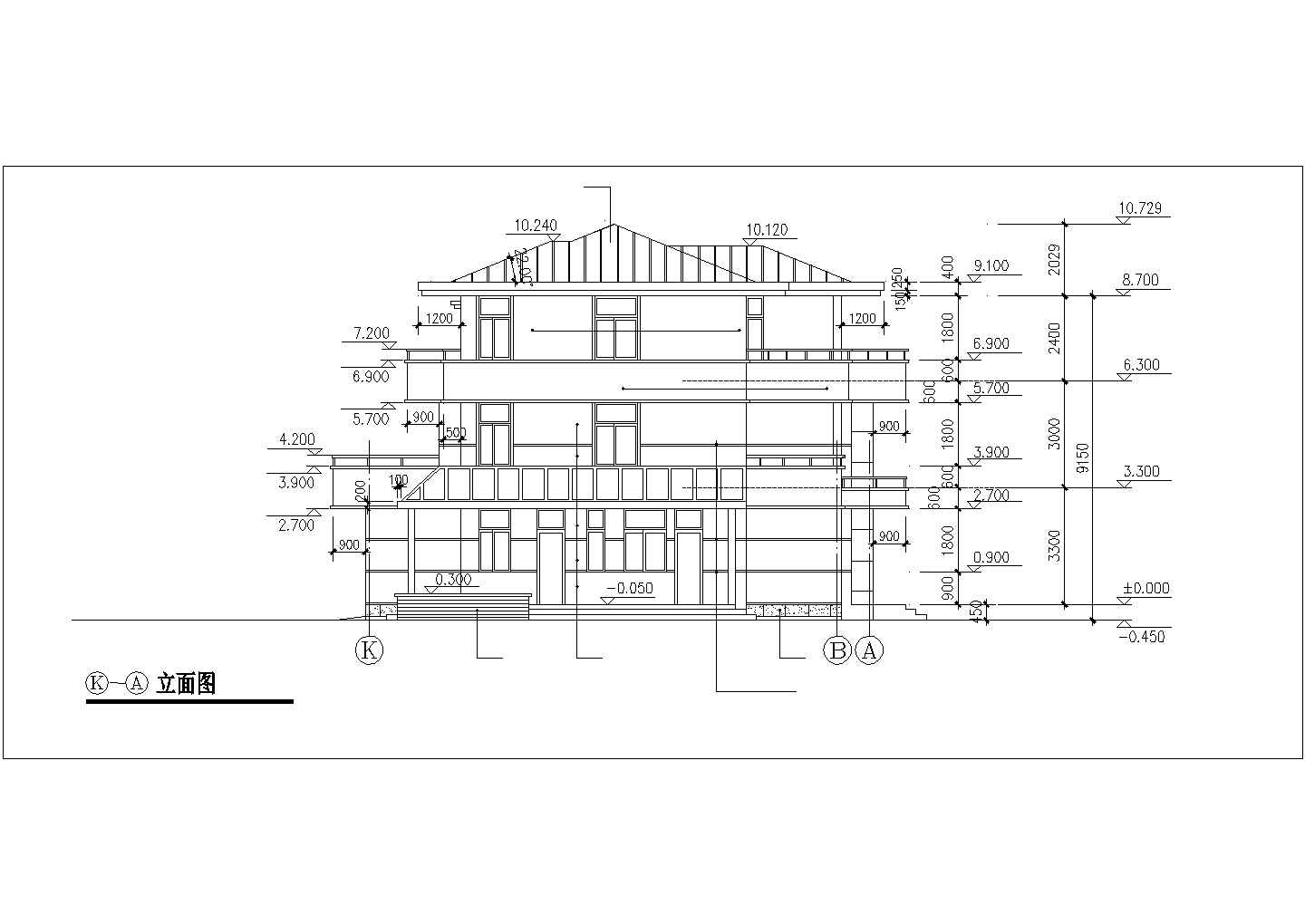 某小型别墅样板房建筑设计cad基础平面图
