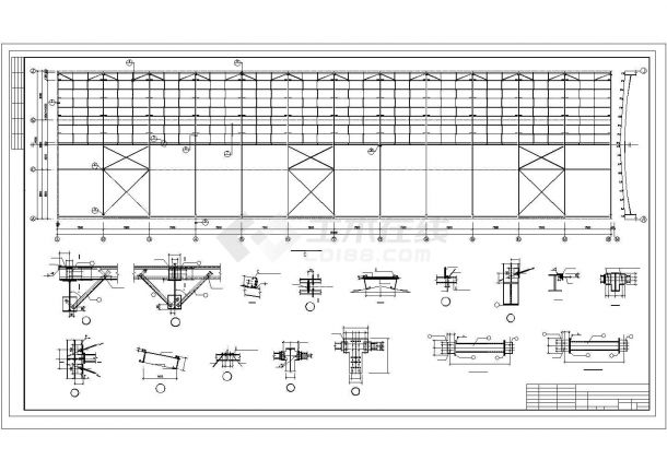 24米跨带吊车梁钢结构施工图-图一