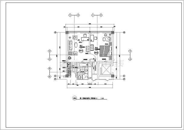 酒店客房平面建筑设计方案图（共5张）-图一
