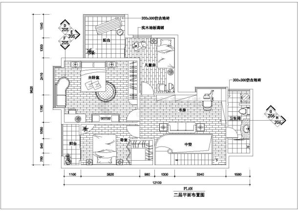 某复式欧式家装设计cad施工图及效果图-图二