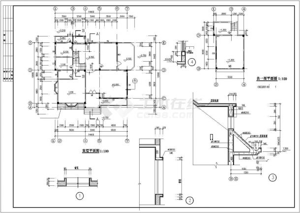 东信山庄别墅建筑CAD施工设计图-图二