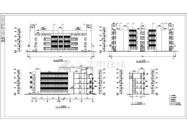 某四层医院配套建筑的CAD施工设计图-图二