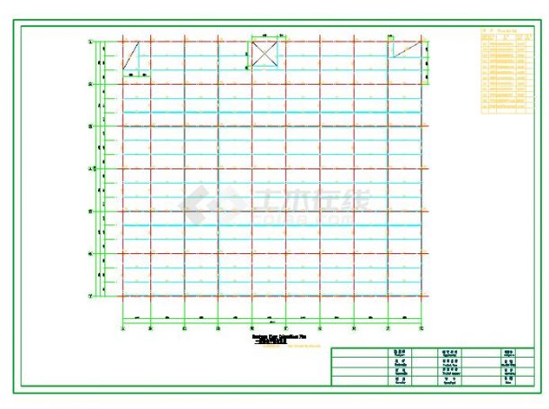 某三层钢结构厂房设计CAD平面布置图-图二