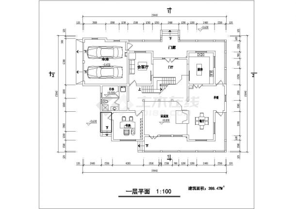 388平米特色别墅全套建筑设计图纸-图一