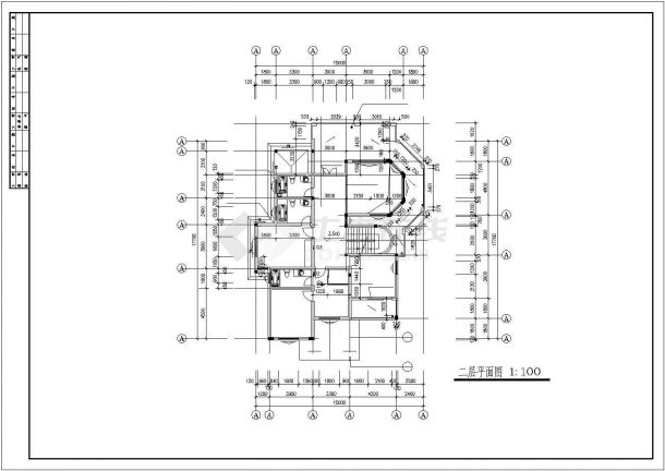 小型私人别墅建筑设计CAD图纸-图二