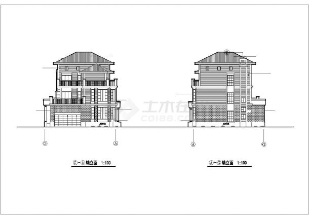 高级别墅区建筑施工CAD平面图-图二