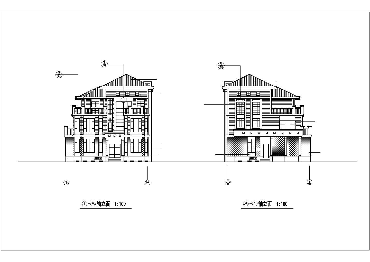 高级别墅区建筑施工CAD平面图
