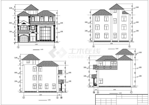 某地小别墅建筑结构施工CAD图-图一