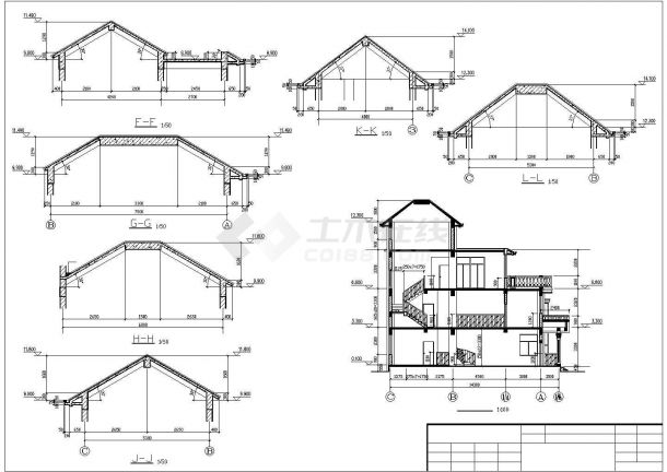 某地小别墅建筑结构施工CAD图-图二
