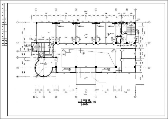 某框架结构六层办公楼CAD施工图_图1