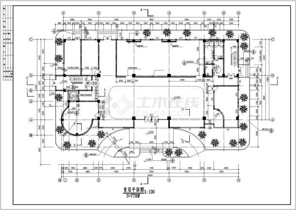 某框架结构六层办公楼CAD施工图-图二