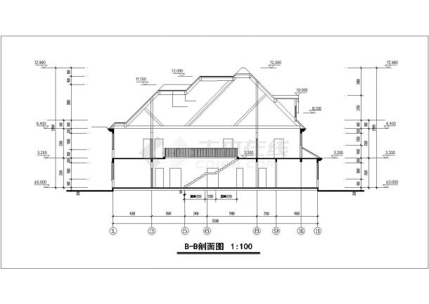 某框架结构别墅CAD施工设计图-图一