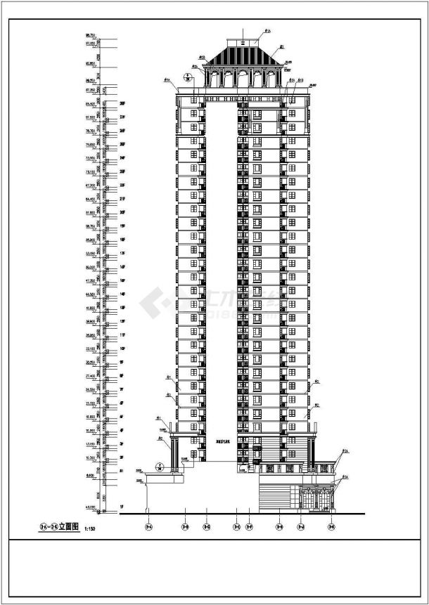 全套高层综合住宅楼建筑设计cad施工图-图二