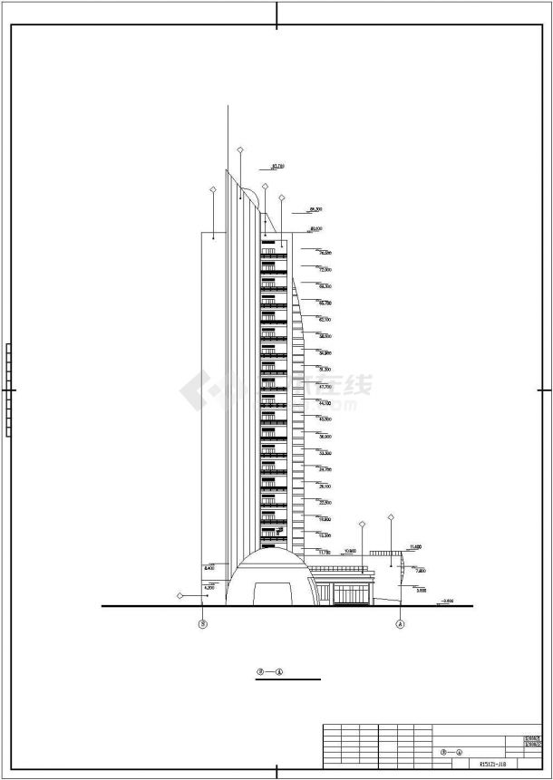 张家港水利大厦建筑设计CAD施工图-图一