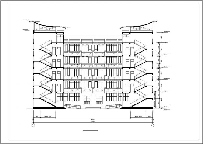 某地区大堡小学教学楼全套建筑设计CAD施工图_图1