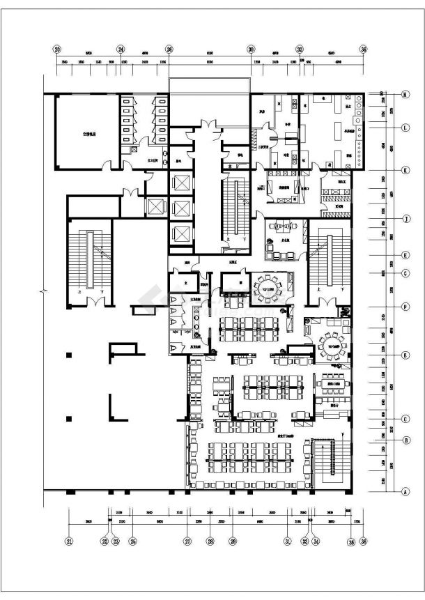 西安某餐厅建筑施工设计CAD图-图二