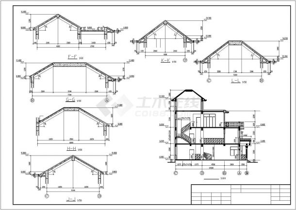 欧式小别墅建筑结构设计施工图纸-图二