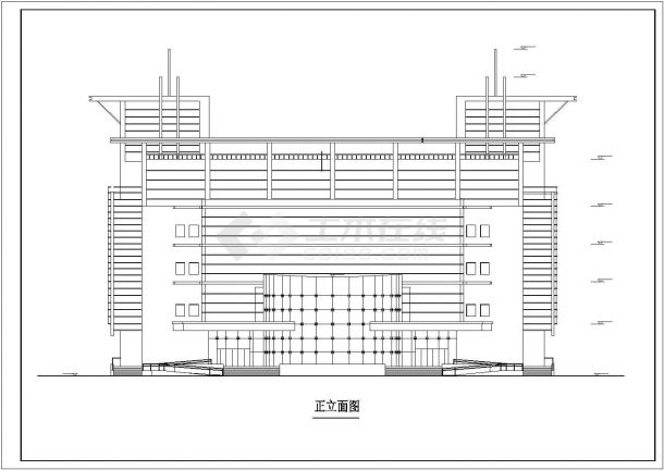 某经典地区的多层图书馆建筑CAD图-图一