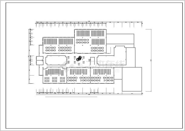 某经典的地区三层图书馆建筑详情平面图-图二