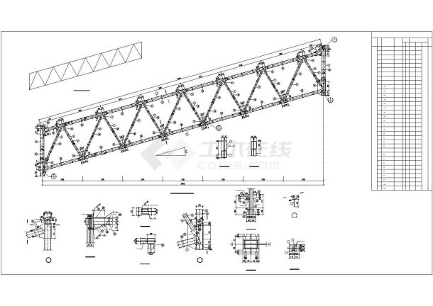 三跨钢结构通廊CAD图-图二