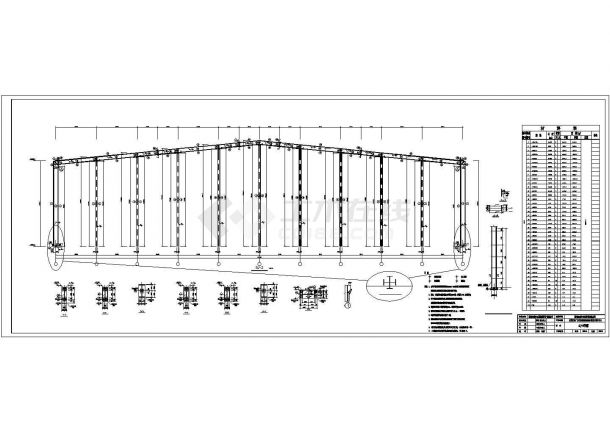 单层水稻门式钢架仓储库结构施工图-图二