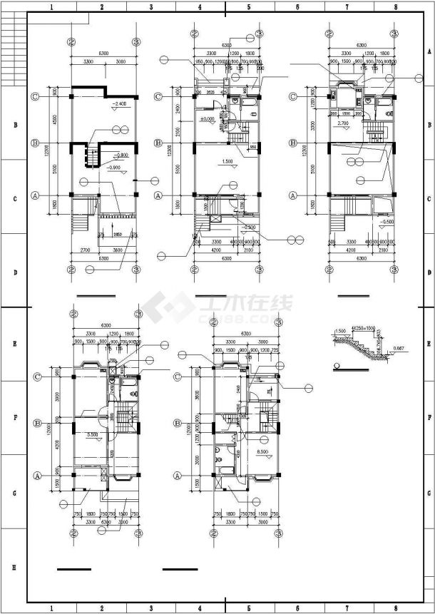 联排别墅全套建筑设计方案图-图二