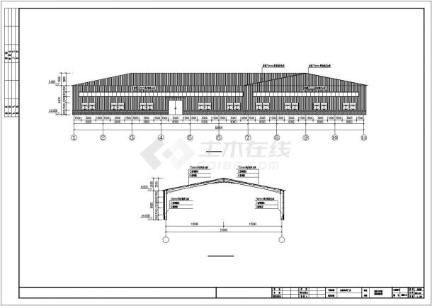 钢架L型厂房建筑结构设计图-图一