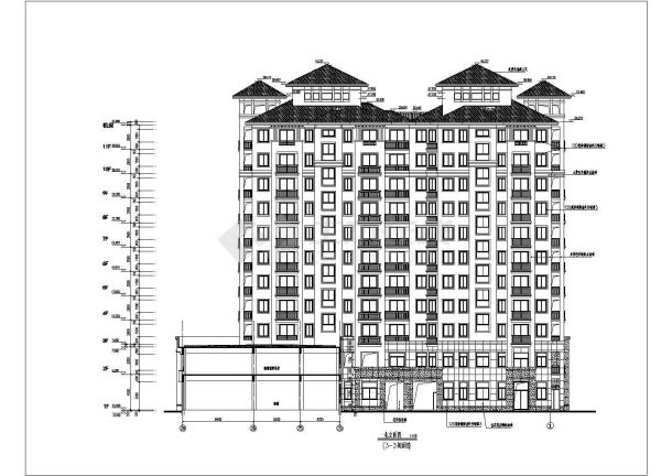 [广西]高层框剪结构塔式砖瓦屋面住宅建筑CAD施工图-图二