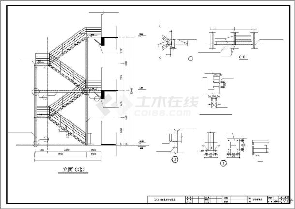 某小区室外钢爬梯结构CAD图-图二
