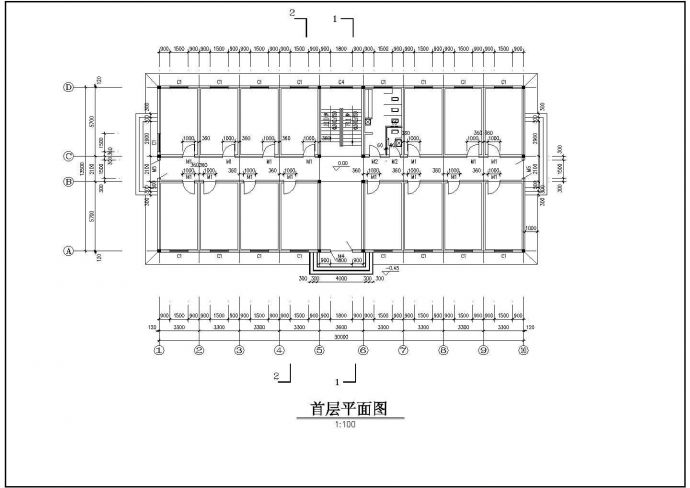 某地单位宿舍楼施工建筑CAD图纸_图1