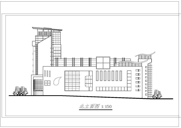 某区域酒店建筑平面 立面 剖面设计图_图1