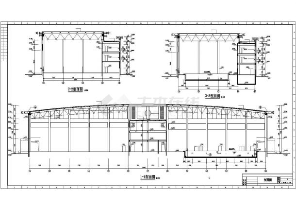 六合区体育馆建筑设计CAD施工图-图二