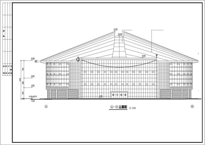 某地三层体育馆建筑设计CAD施工图_图1