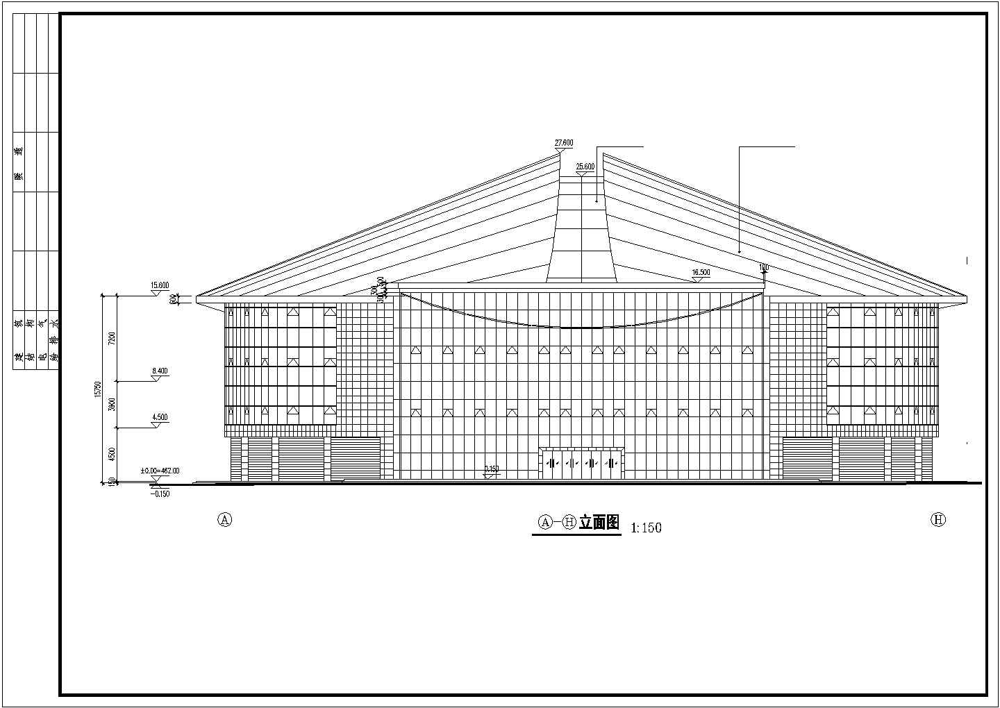 某地三层体育馆建筑设计CAD施工图