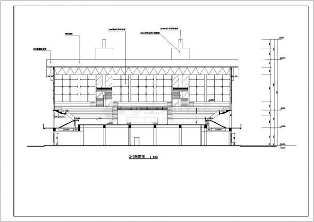 某地区2层体艺馆建筑设计CAD施工图-图二