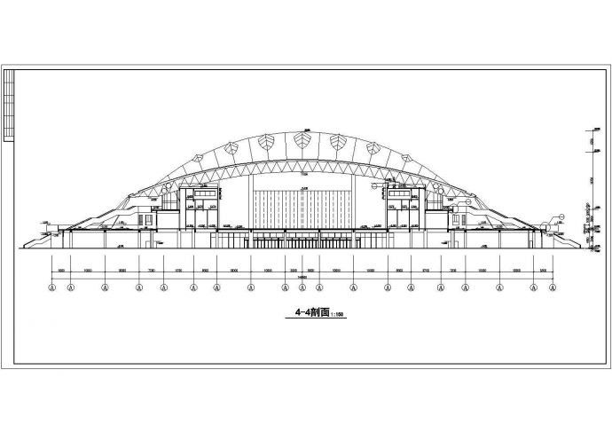 某市区4层体育馆建筑设计CAD施工全图_图1