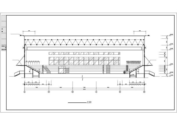 陕西铜川体育馆建筑设计CAD施工图-图一