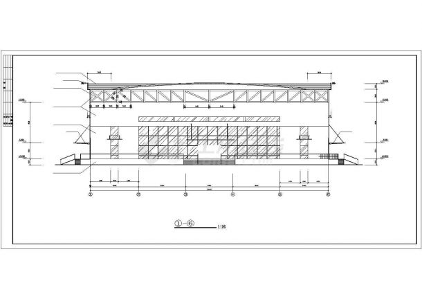 陕西铜川体育馆建筑设计CAD施工图-图二