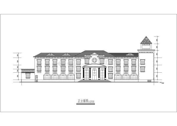 某渡假村欧式综合楼建筑设计cad方案图-图二