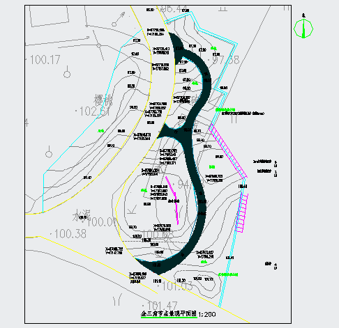 三甲镇镇口节点景观CAD平面布置参考图