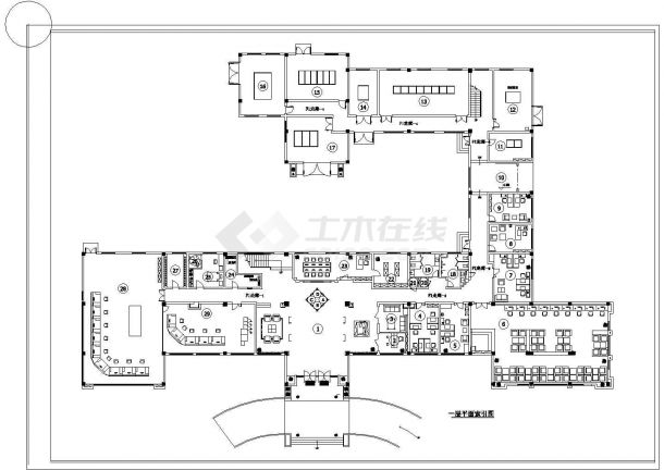 某市办公楼整层室内装饰地面材料cad设计施工图-图一