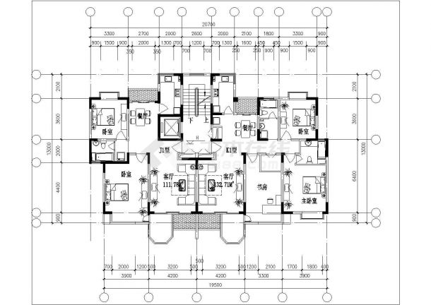 某地31个住宅户型建筑施工设计CAD图-图二