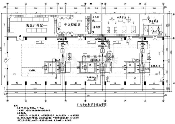 某地电站厂房建筑设计施工CAD图-图一