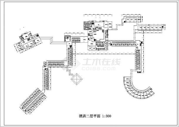 武汉某公园酒店设计CAD平面布置参考图-图二