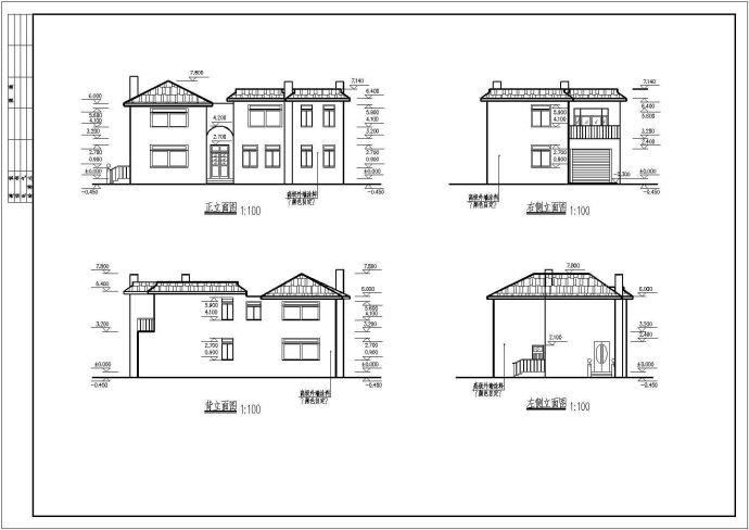 北美风情小别墅建筑设计CAD施工图纸_图1