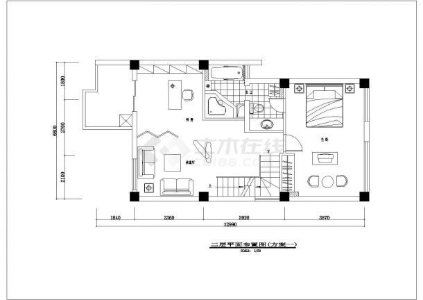 碧云山庄别墅几套平面设计CAD建筑施工图纸-图二