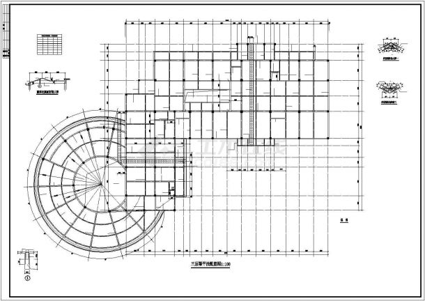 框架结构商业写字楼结构施工图（三层坡屋顶）-图一
